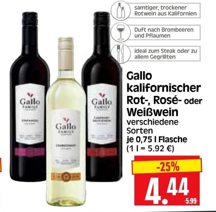 Gallo FAMILY Weine 750ml Angebot bei Edeka Herkules