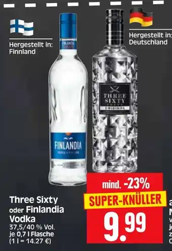 Edeka Herkules Three Sixty oder Finlandia Vodka 700ml Angebot