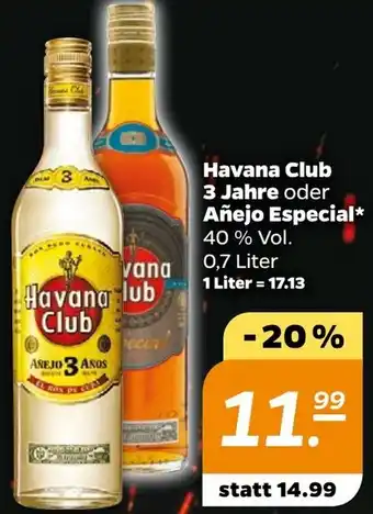 NETTO Havana Club 3 Jahre oder Añejo Especial 0,7 Liter Angebot