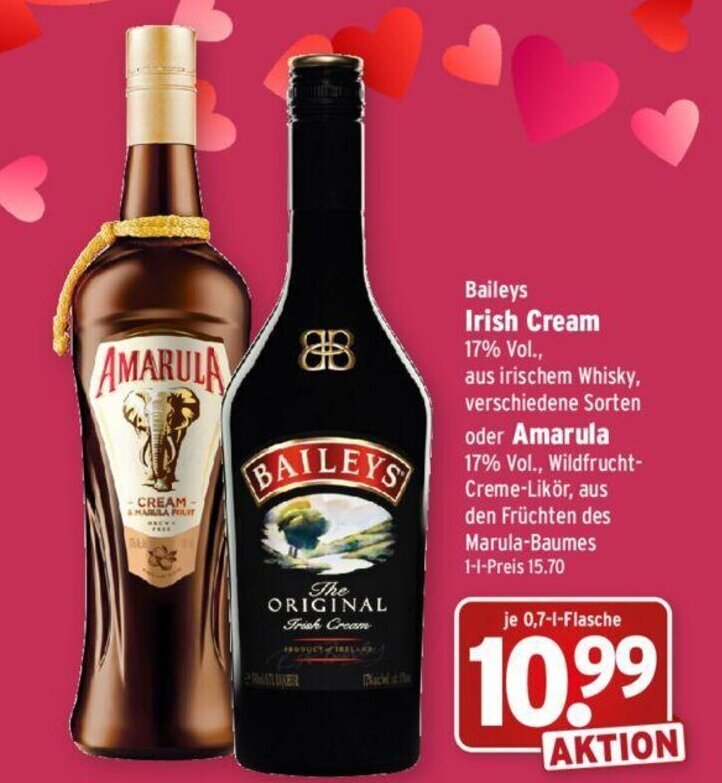 Baileys Irish Cream o. AMARULA 700ml Angebot bei Wasgau