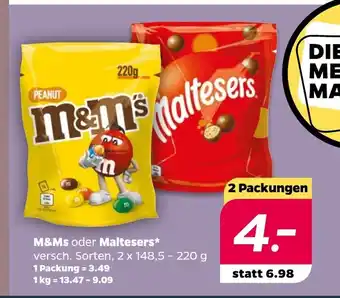 NETTO M&Ms oder Maltesers*2 Packungen 2 x 148,5 - 220 g Angebot