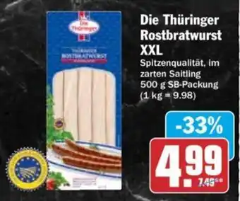 Hit Die Thüringer Rostbratwurst XXL 500 g SB-Packung Angebot