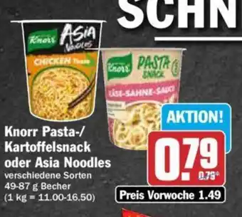 Hit Knorr Pasta-/ Kartoffelsnack oder Asia Noodles 49-87 g Becher Angebot