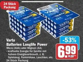 Hit Varta Batterien Longlife Power24 Stück Packung 24 Stück Packung Angebot