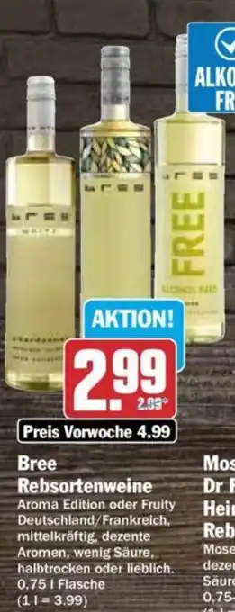 Hit Bree Rebsortenweine  0,75 l Flasche Angebot