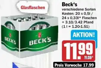 Hit BECK'S 24 x 0,5 l Flaschen Angebot