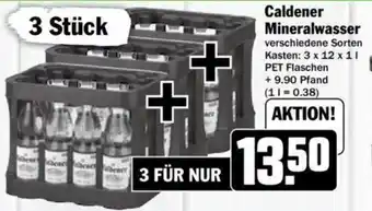 Hit Caldener Mineralwasser 3 x 12 x 11 PET Flaschen Angebot