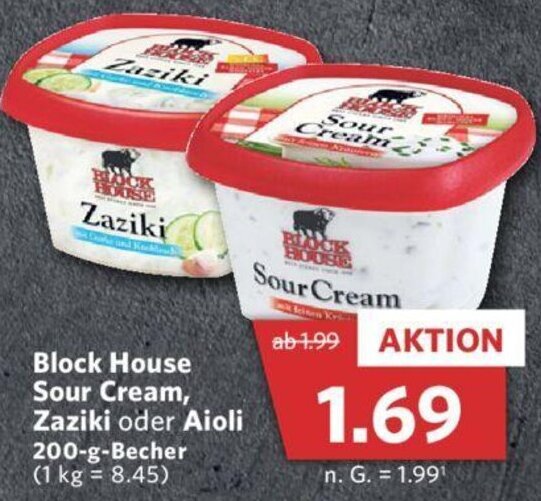 Block House Sour Cream, Zaziki oder Aioli 200gBecher Angebot bei Combi