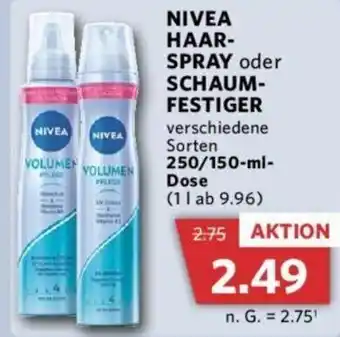 Combi NIVEA HAAR-SPRAY oder SCHAUM-FESTIGER 250/150-ml-Dose Angebot