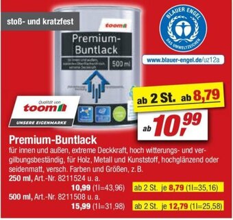 toom Baumarkt toom Premium-Buntlack Angebot