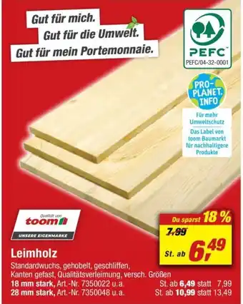 toom Baumarkt toom Leimholz 18 mm stark Angebot