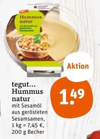 tegut tegut... Hummus natur 200 g Becher Angebot