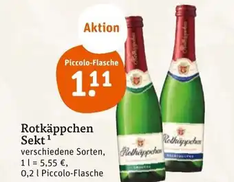 tegut Rotkäppchen Sekt ¹ Rotkäppchen Sekt ¹ 0,2 l Piccolo-Flasche Angebot