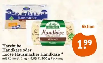 tegut Harzbube Handkäse oder Loose Hausmacher Handkäse 200 g Packung Angebot