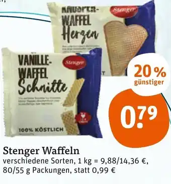 tegut Stenger Waffeln 80/55 g Packungen Angebot