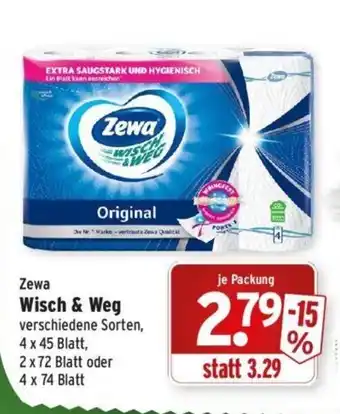 Wasgau Zewa Wisch & Weg verschiedene Sorten, 4 x 45 Blatt, 2x72 Blatt oder 4 x 74 Blatt Angebot