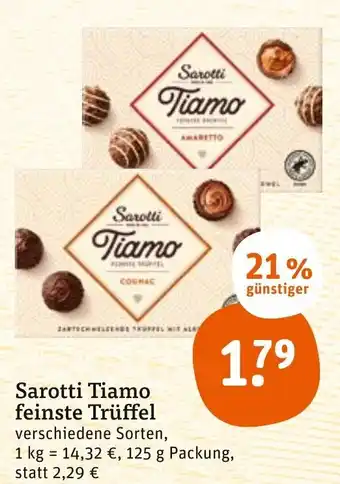 tegut Sarotti Tiamo feinste Trüffel 125 g Packung Angebot