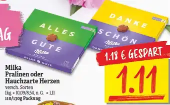 NP Discount Milka Pralinen oder Hauchzarte Herzen 110/130g Angebot