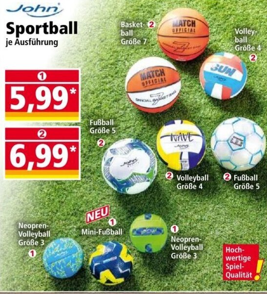 John Sportball NeoprenVolleyball Größe 3 Angebot bei Norma