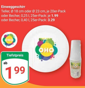 Globus OHO Einweggeschirr Angebot