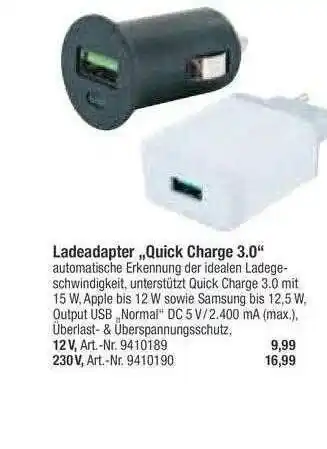 toom Baumarkt Ladeadapter „quick Charge 3.0” Angebot