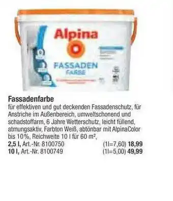 toom Baumarkt Alpina Fassadenfarbe Angebot