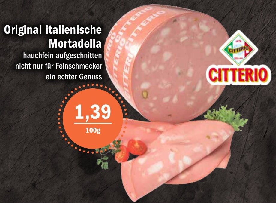 CITTERIO Original italienische Mortadella 100g Angebot bei Aktiv Irma