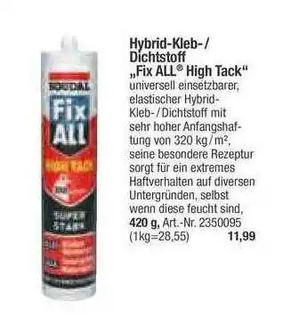 toom Baumarkt Hybrid Kleb-dichstoff „fix All High Tack” Angebot