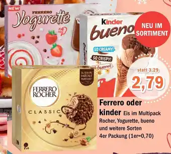 Aktiv Irma Ferrero oder kinder Eis 4er Packung Angebot