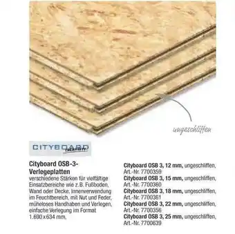 toom Baumarkt Cityboard Osb 3 Verlegeplatten Angebot