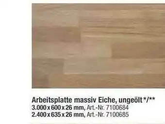 toom Baumarkt Arbeitplatte Massiv Eiche Ungeolt Angebot