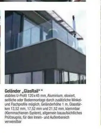 toom Baumarkt Geländer „glasrail” Angebot