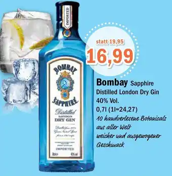 Aktiv Irma Bombay Sapphire Distilled London Dry Gin 0,7 L Angebot