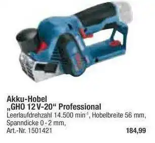 toom Baumarkt Akku Hobel „GH0 12V-20 Professional Angebot