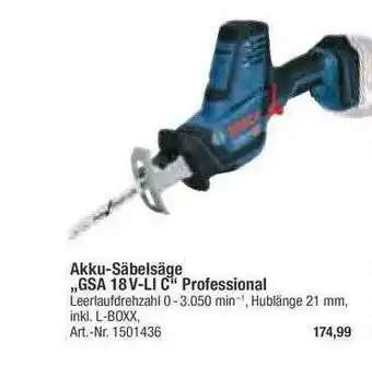 toom Baumarkt Akku-säbelsäge Gsa8v-li C Professional Angebot