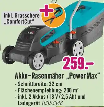 Hornbach Gardena Akku-Rasenmäher „Power Max" Angebot