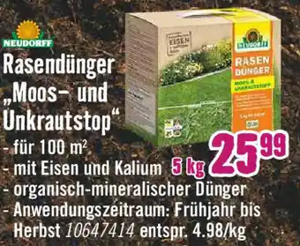 Hornbach NEUDORFF Rasendünger ,,Moos- und Unkrautstop" 5 kg Angebot