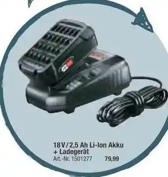 toom Baumarkt 18v 2.5Ah Li-ion Akku + Ladegerät Angebot