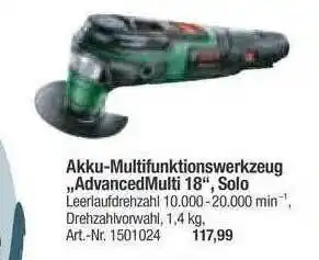 toom Baumarkt Akku-multifunktionswerkzeug „advancedmulti 18”, Solo Angebot