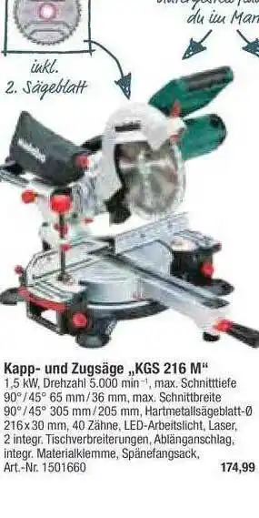 toom Baumarkt Kapp- Und Zugsäge Kgs216m Angebot