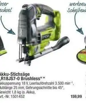 toom Baumarkt Akku-stichsäge „r18js7-0 Brushless” Angebot