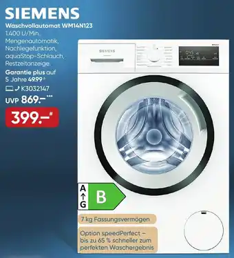 Galeria SIEMENS Waschvollautomat WM14N123 Angebot