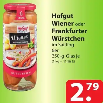 Famila Nord Ost Hofgut Wiener oder Frankfurter Würstchen 250-g-Glas Angebot