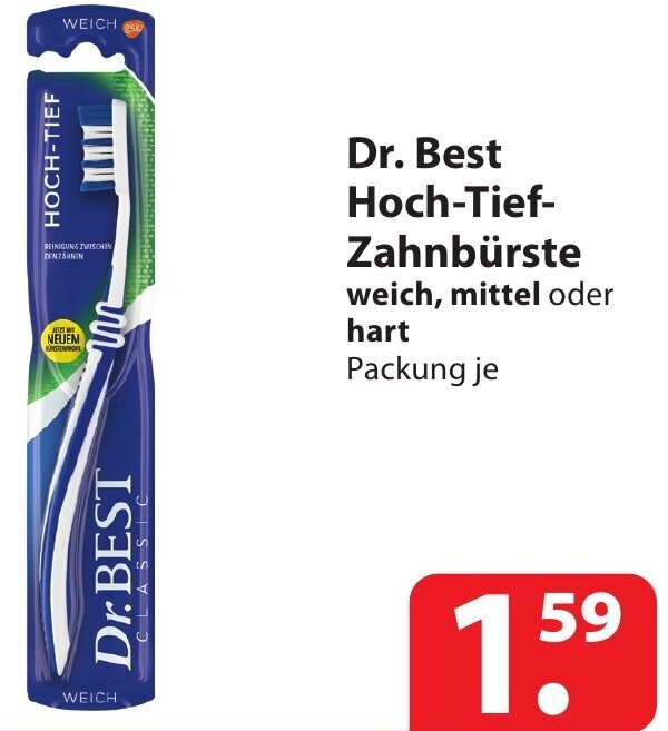 Dr. Best HochTiefZahnbürste weich, mittel oder hart Angebot bei Famila Nord Ost