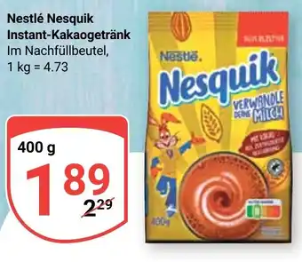 Globus Nestlé Nesquik Instant-Kakaogetränk Im Nachfüllbeutel, 400g Angebot