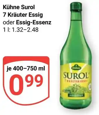 Globus Kühne Surol 7 Kräuter Essig oder Essig-Essenz je 400-750 ml Angebot