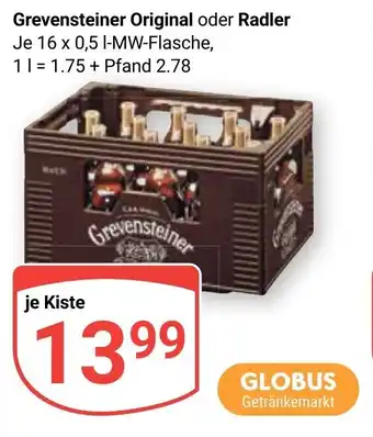 Globus Grevensteiner Original oder Radler Je 16 x 0,5 I Angebot