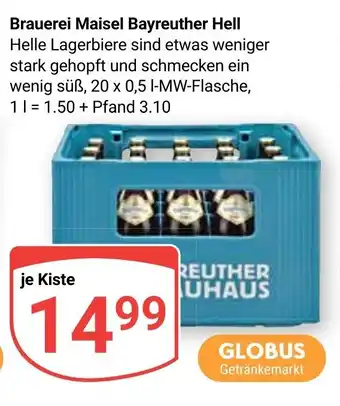 Globus Brauerei Maisel Bayreuther Hell 20*500 ml Angebot