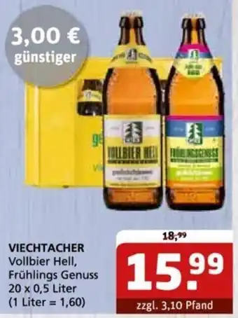 Getränke Quelle VIECHTACHER Vollbier Hell, Frühlings Genuss 20*500ml Angebot