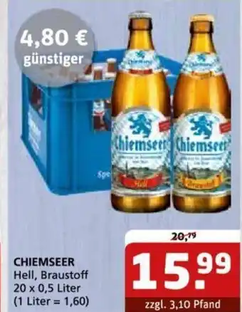 Getränke Quelle CHIEMSEER Hell, Braustoff 20*500ml Angebot